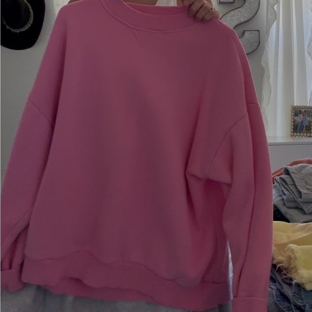 PacSun Pink Crewneck Sweater with White Back Text - Picture 2 of 2